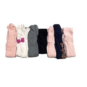 • - Janie and Jack • Girls Tights Bundle 7 Gray, Pink, White, Black, Navy Blue